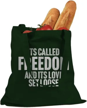 Indica Plateau Its Called Freedom and its Love Set Loose Cotton Canvas Tote Bag
