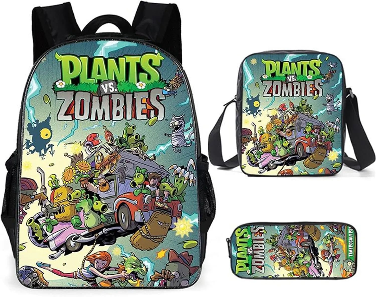 ISaikoy 3 in 1 Game Plants vs. Zombies Backpack School Bag Shoulder Bag Handbag Pencil Bag 10