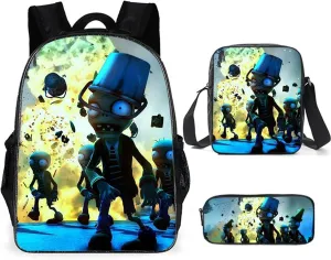 ISaikoy 3 in 1 Game Plants vs. Zombies Backpack School Bag Shoulder Bag Handbag Pencil Bag 2