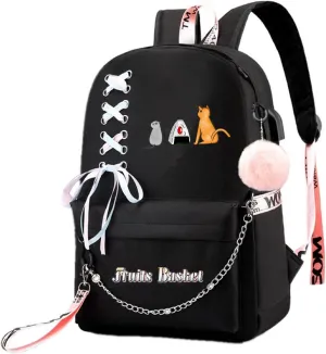 ISaikoy Anime Fruit Basket Backpack Kyo Soma Tohru Yuki Bookbag Daypack School Bag with USB Charging Port 13