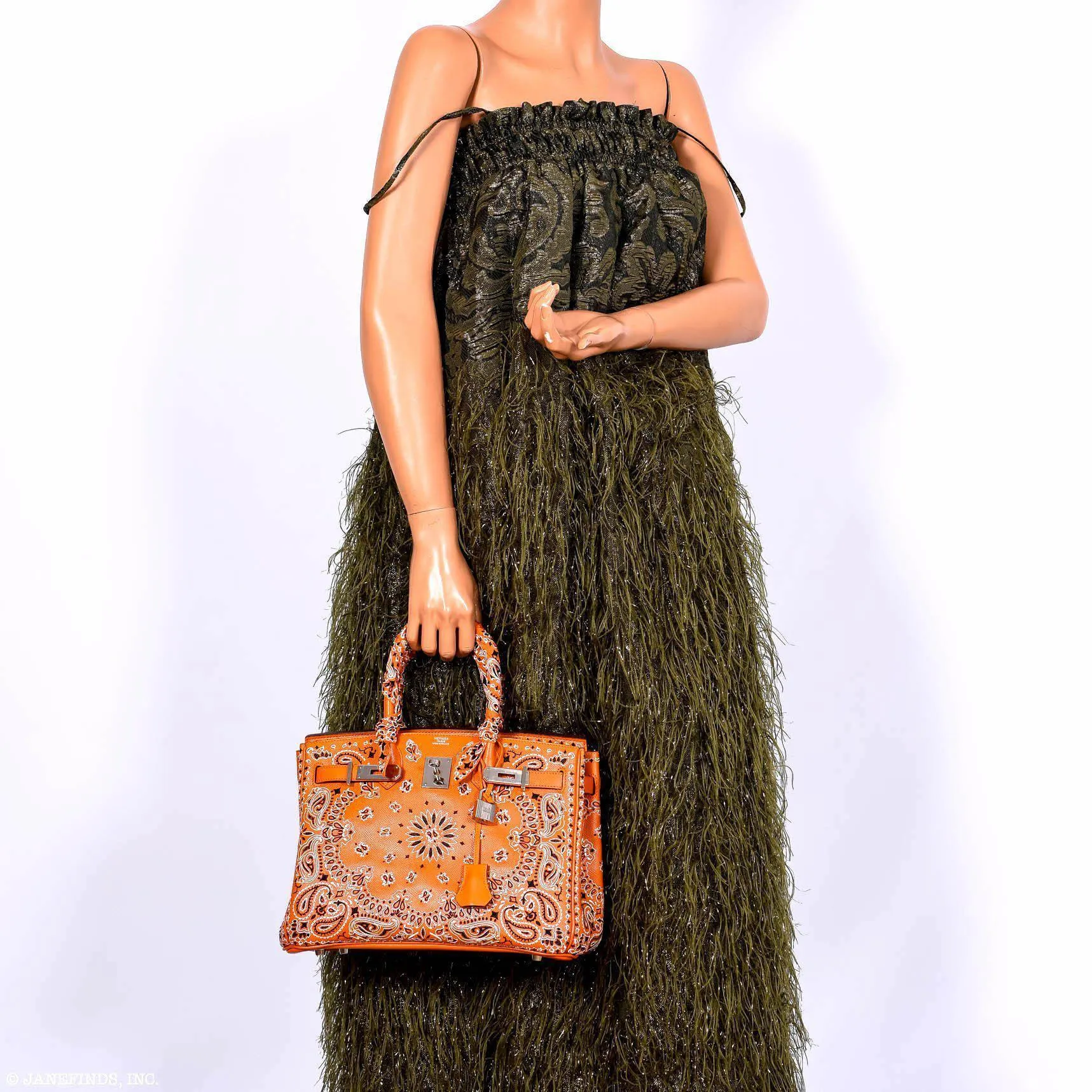 Jay Ahr Vintage 2013 Hermes Birkin 30 Orange Epsom Bandana Embroidery "Rio de Janeiro"