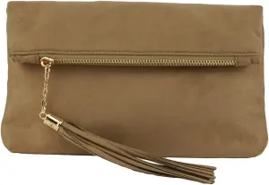 JNB Women's Faux Microsuede Foldover Mini Pouch