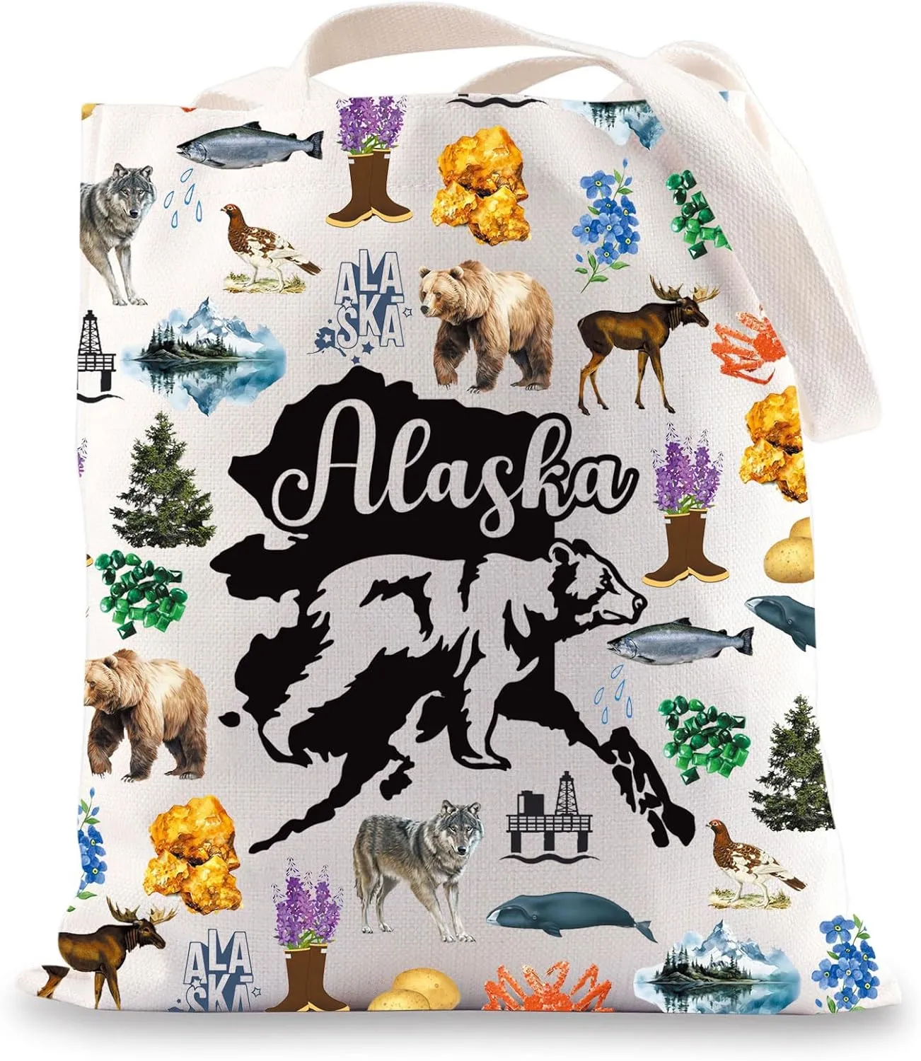 JNIAP Alaska Tote Bag Alaska Trip Gifts Alaska Vacation Gift Alaska Cruise Tote Bag Alaska Tourism Gifts Alaska Travel Bag