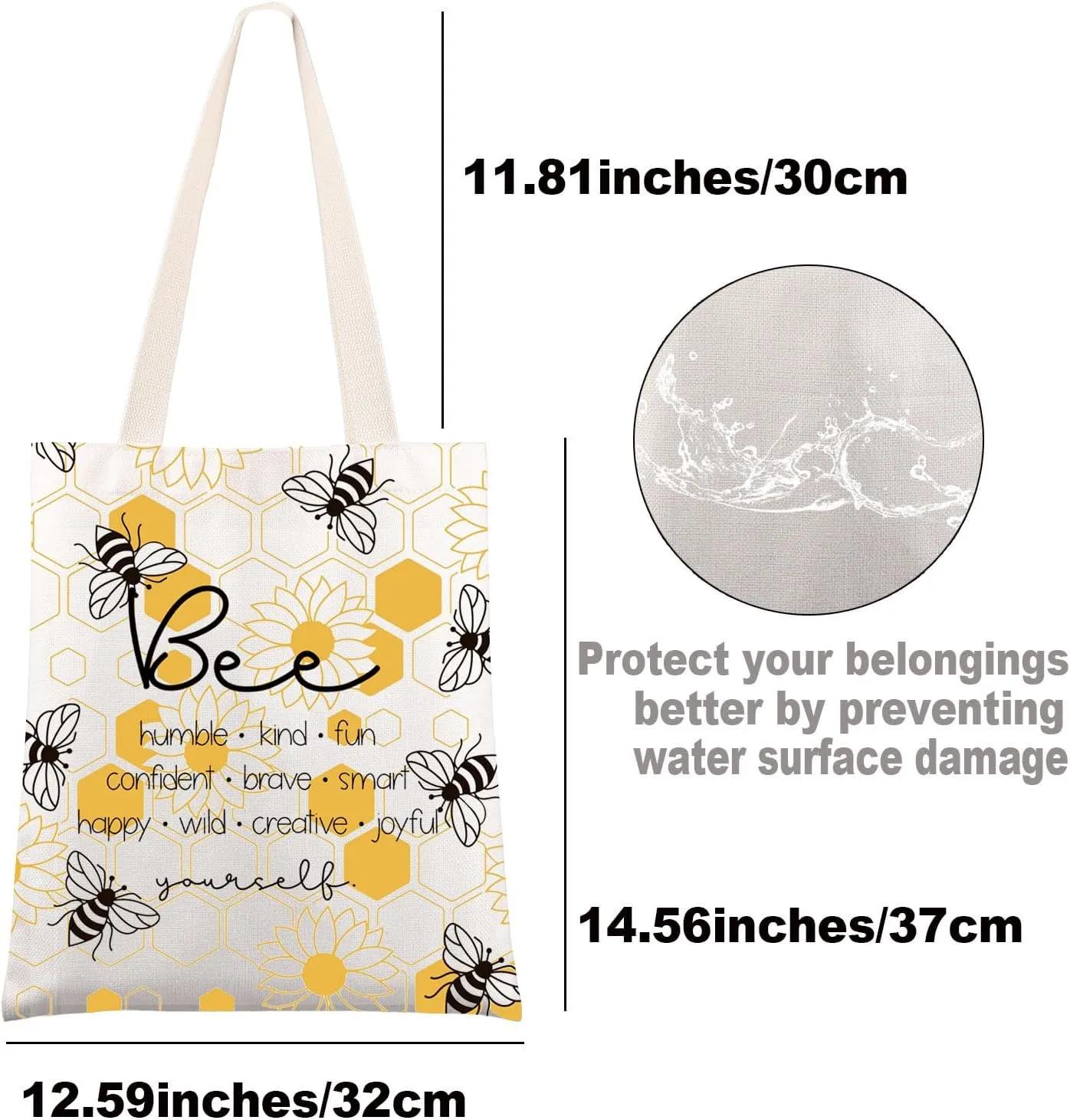 JNIAP Bumble Bee Teacher Tote Bag Bee Lover Gifts Bumble Bee Gifts Bee Humble Kind Fun Confident Brave Smart Bee Shoulder Bag