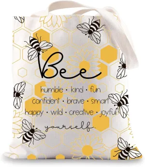 JNIAP Bumble Bee Teacher Tote Bag Bee Lover Gifts Bumble Bee Gifts Bee Humble Kind Fun Confident Brave Smart Bee Shoulder Bag