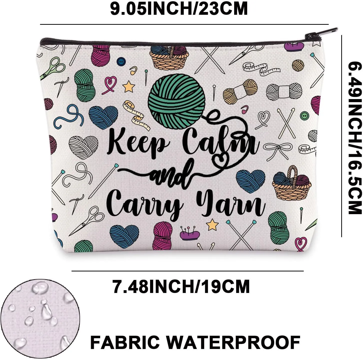 JNIAP Crochet Tote Bag For Crochet Lovers - Knitting Shoulder Bag Yarn Lover Keep Calm And Carry Yarn