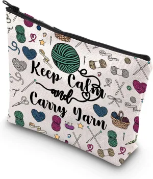 JNIAP Crochet Tote Bag For Crochet Lovers - Knitting Shoulder Bag Yarn Lover Keep Calm And Carry Yarn