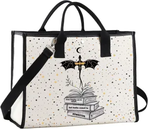 JNIAP Dragon Book Reader Tote Bag Dragon Lover Gifts Even Temples Can Be Rebuilt But Books Cannot Be Rewritten
