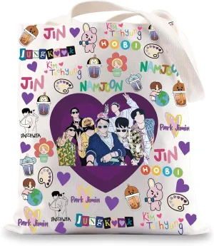 JNIAP K-Pop Group Tote Bag K-Pop Band Fans Gifts K-Pop Music Shoulder Bags K Pop Group Merchandise