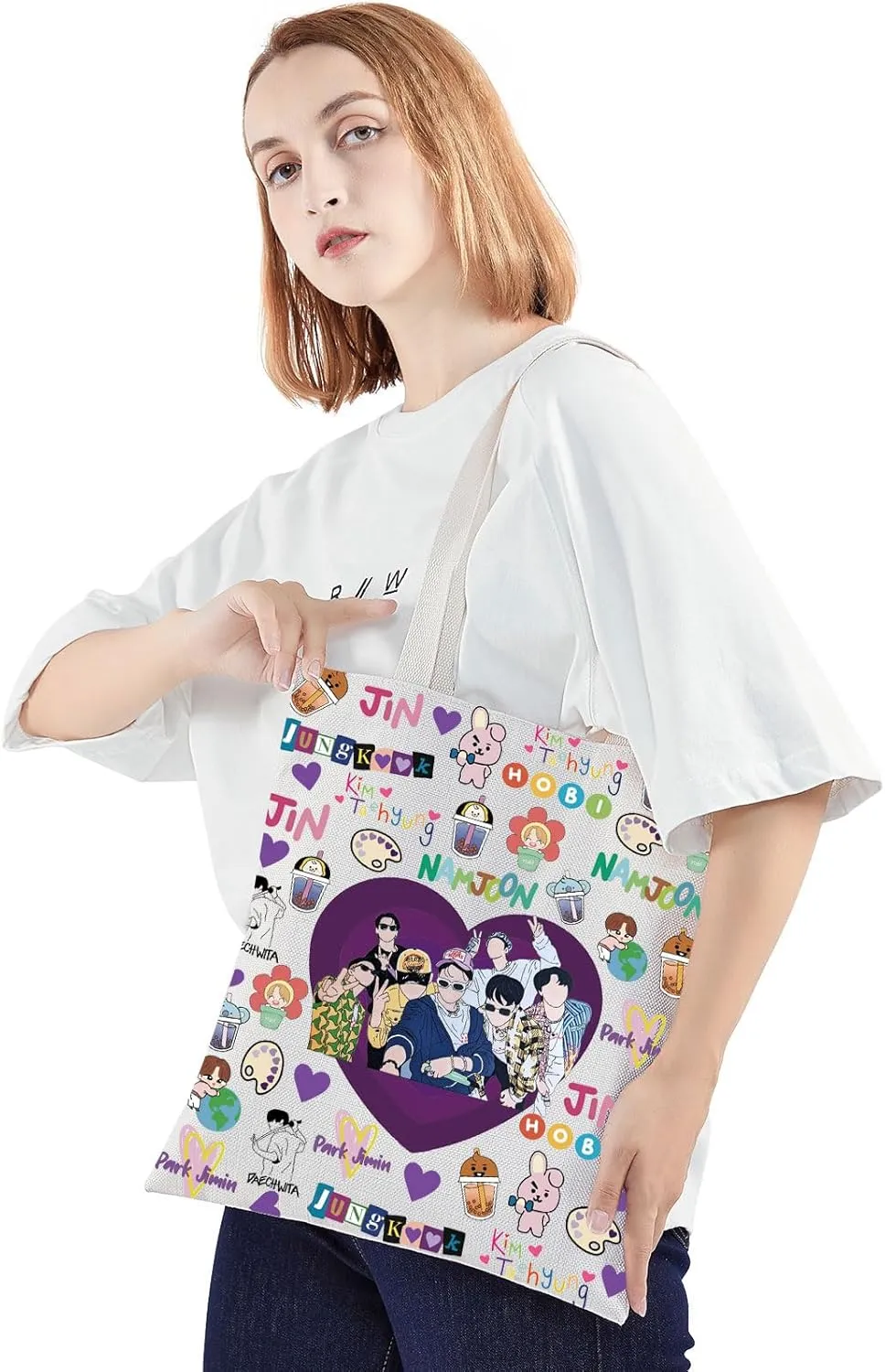 JNIAP K-Pop Group Tote Bag K-Pop Band Fans Gifts K-Pop Music Shoulder Bags K Pop Group Merchandise
