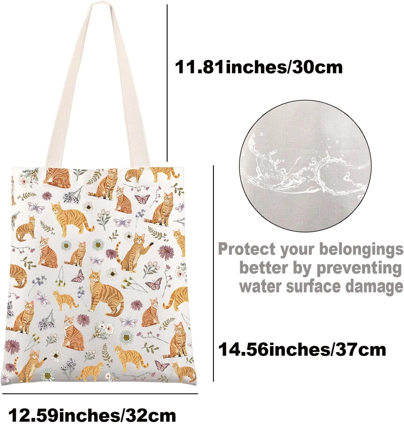 JNIAP Orange Tabby Cat Tote Bag Orange Tabby Cat Gift Tabby Cats Mom Gift Orange Cats Shoulder Bag