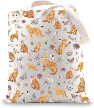 JNIAP Orange Tabby Cat Tote Bag Orange Tabby Cat Gift Tabby Cats Mom Gift Orange Cats Shoulder Bag