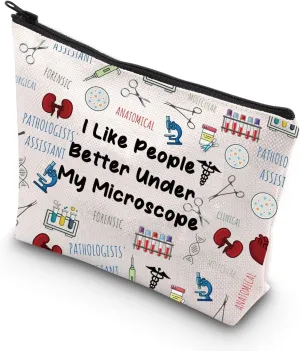 JNIAP Pathologists Makeup Bag Pathologist Assistant Gifts I Like People Better Under My Microscope Pathologist Doctor Gifts Pathology Tech Gifts (Under My Microscope)
