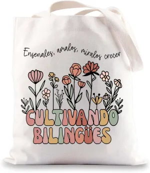 JNIAP Spanish Teacher Tote Bag - Bilingual Teacher Gifts - Cultivando Bilingues