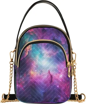 Joko Ivery Galaxy Planet Universe Multi Pockets Crossbody Bags for Women Zip Cell Phone Purse Wallet Bag with Detachable Shoulder Strap Handbag Purse for Gift Traveling Shopping Women Girls Trendy