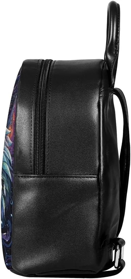 JooMeryer Boys Mens Wolf Printed Cool Mini Backpack Shoulders Bag Travel Shopping Bag Shopping Handbag Tote Book Bags,Mysterious Wolf