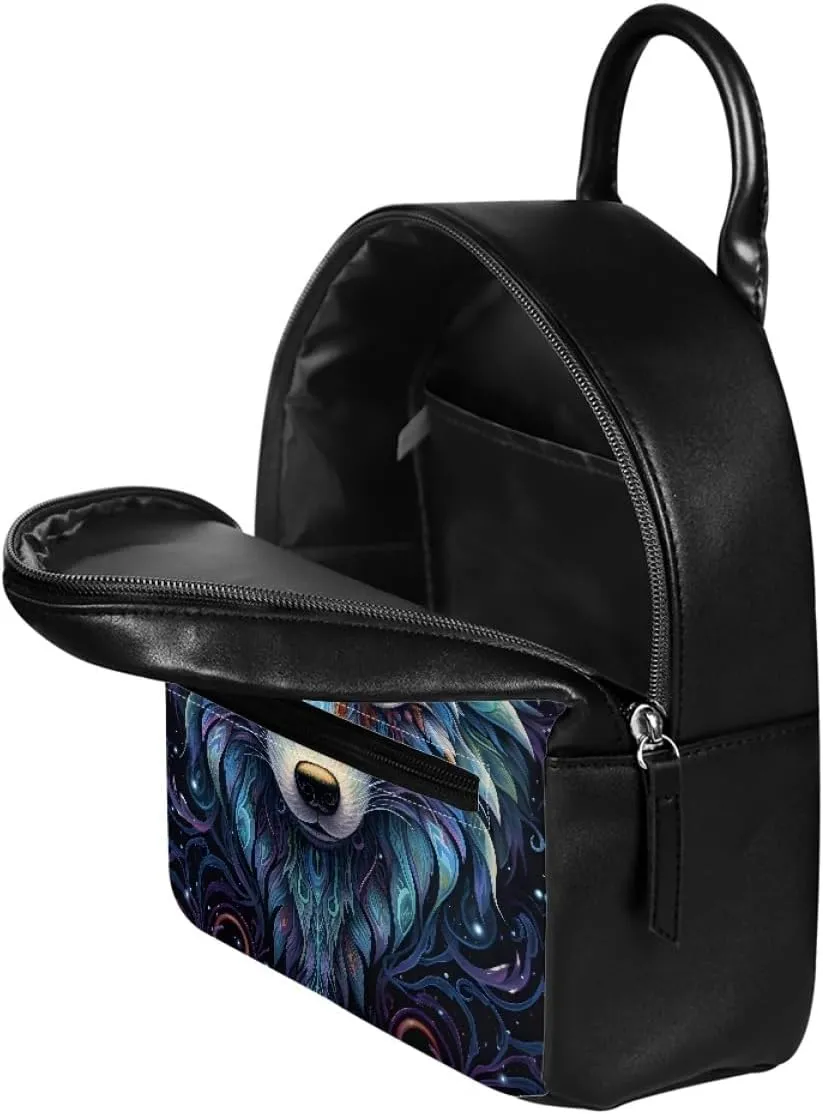 JooMeryer Boys Mens Wolf Printed Cool Mini Backpack Shoulders Bag Travel Shopping Bag Shopping Handbag Tote Book Bags,Mysterious Wolf