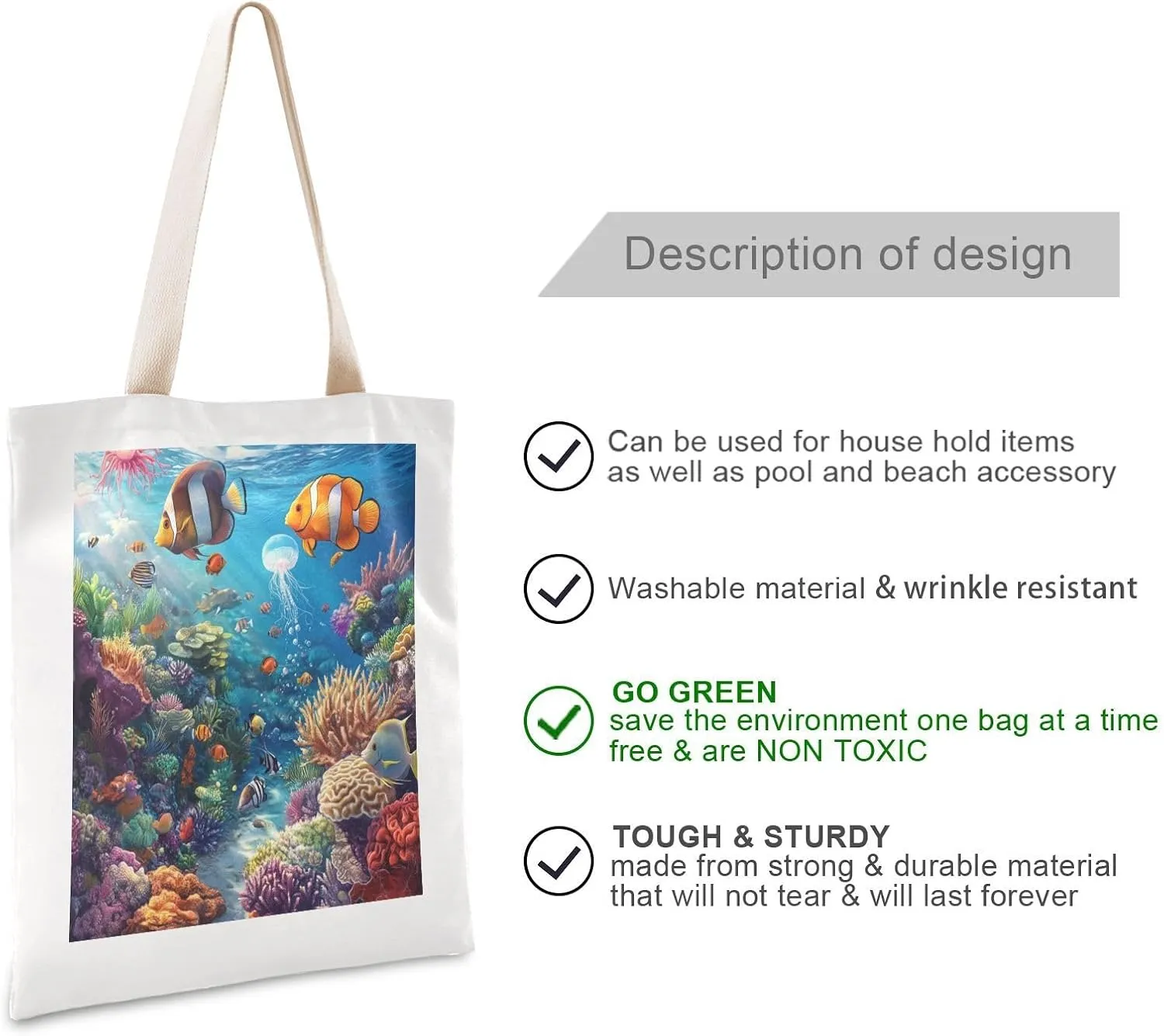 JSTEL Canvas Tote Bag for Women with Pocket,Canvas Tote Purse Shopping Bag