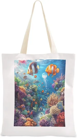 JSTEL Canvas Tote Bag for Women with Pocket,Canvas Tote Purse Shopping Bag