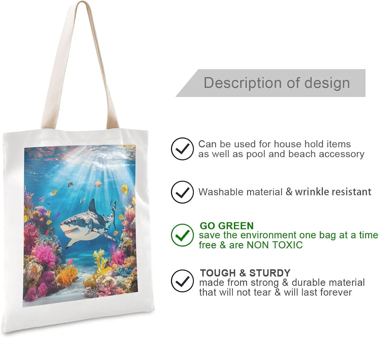 JSTEL Canvas Tote Bag for Women with Pocket,Canvas Tote Purse Shopping Bag