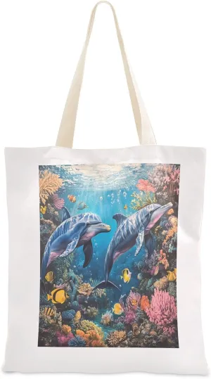 JSTEL Canvas Tote Bag for Women with Pocket,Canvas Tote Purse Shopping Bag