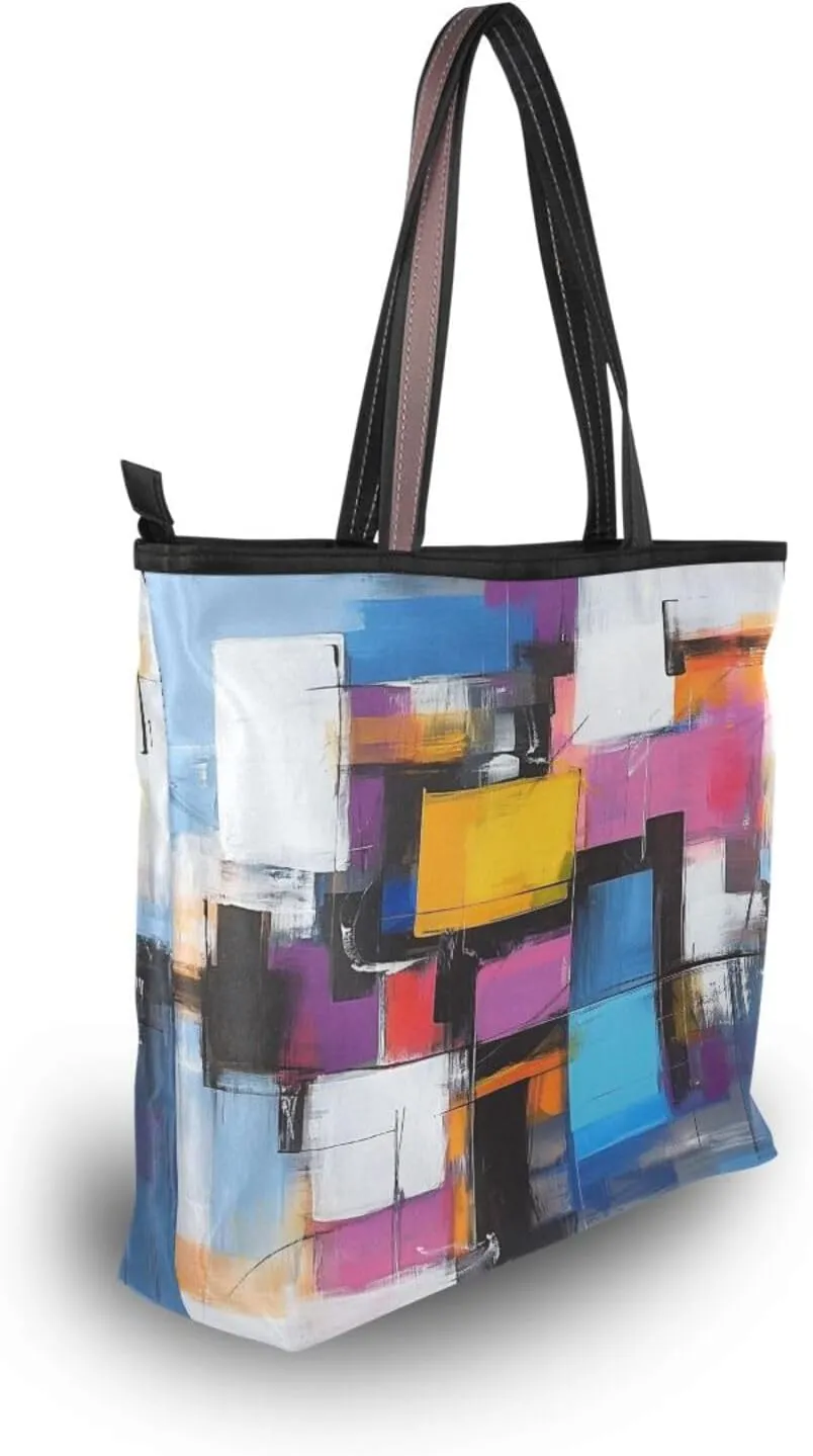 JSTEL Tote Bag for Women with Zipper,Polyester Tote Purse Holiday Tote Bag Work Handbag Women Gift
