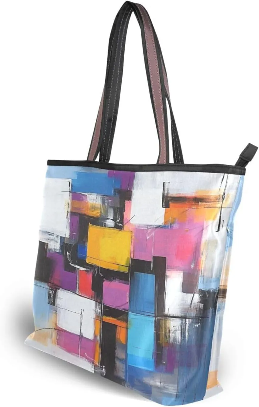 JSTEL Tote Bag for Women with Zipper,Polyester Tote Purse Holiday Tote Bag Work Handbag Women Gift