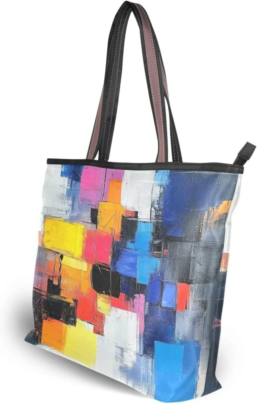 JSTEL Tote Bag for Women with Zipper,Polyester Tote Purse Holiday Tote Bag Work Handbag Women Gift