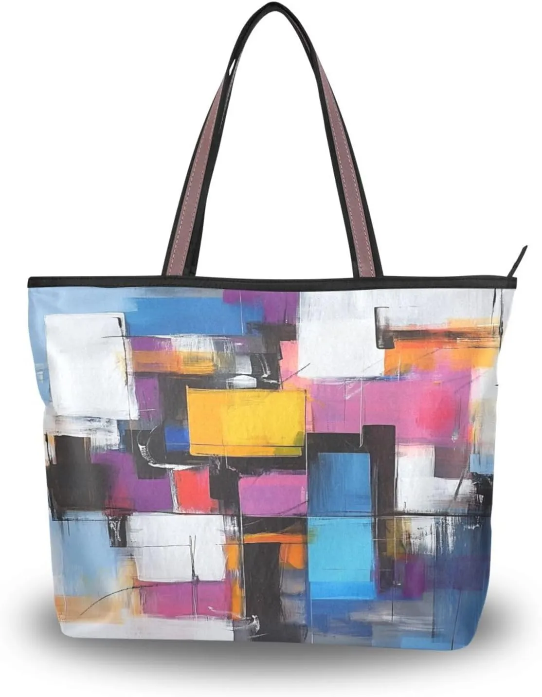 JSTEL Tote Bag for Women with Zipper,Polyester Tote Purse Holiday Tote Bag Work Handbag Women Gift