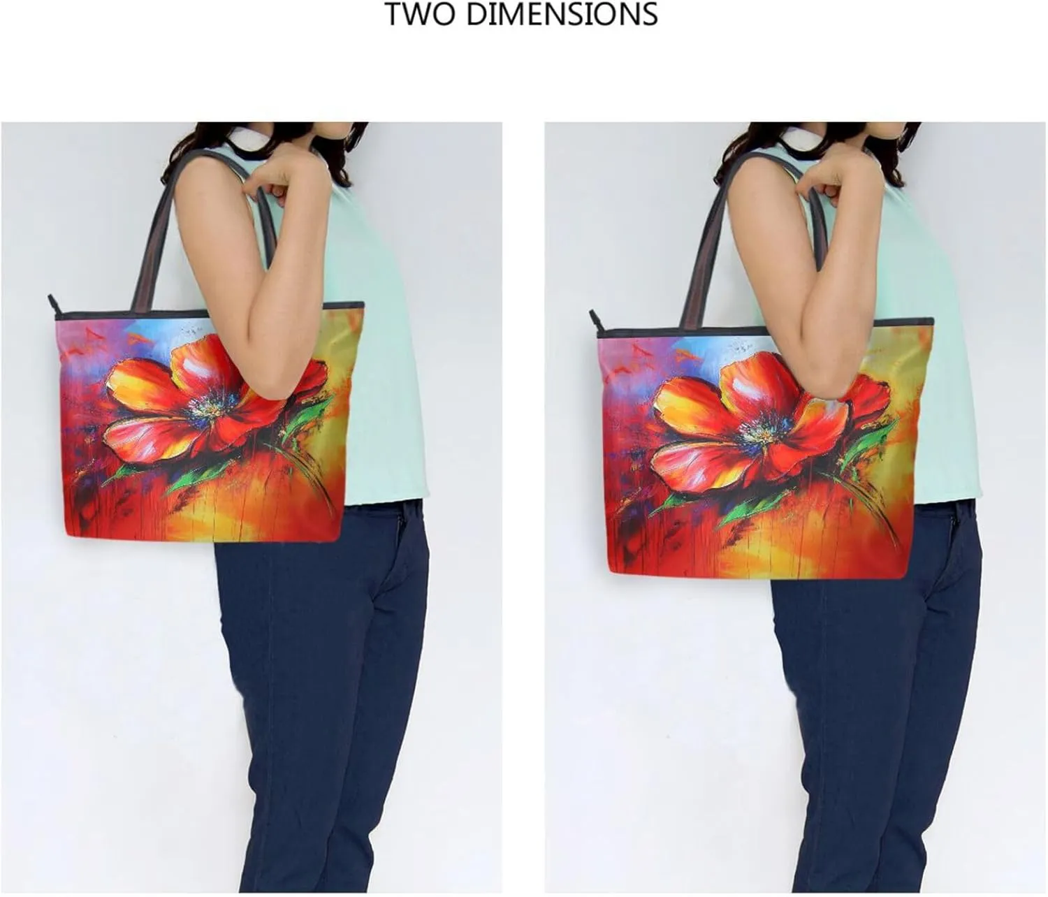 JSTEL Tote Bag for Women with Zipper,Polyester Tote Purse Holiday Tote Bag Work Handbag Women Gift