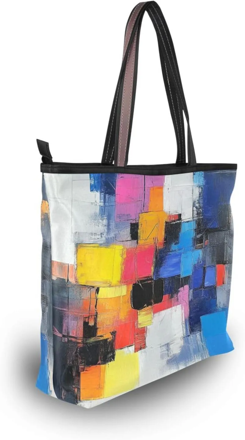 JSTEL Tote Bag for Women with Zipper,Polyester Tote Purse Holiday Tote Bag Work Handbag Women Gift