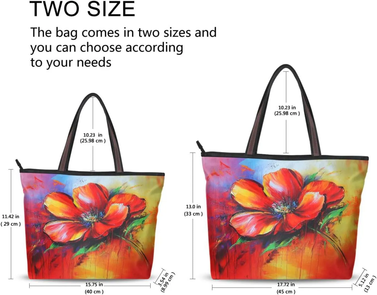 JSTEL Tote Bag for Women with Zipper,Polyester Tote Purse Holiday Tote Bag Work Handbag Women Gift