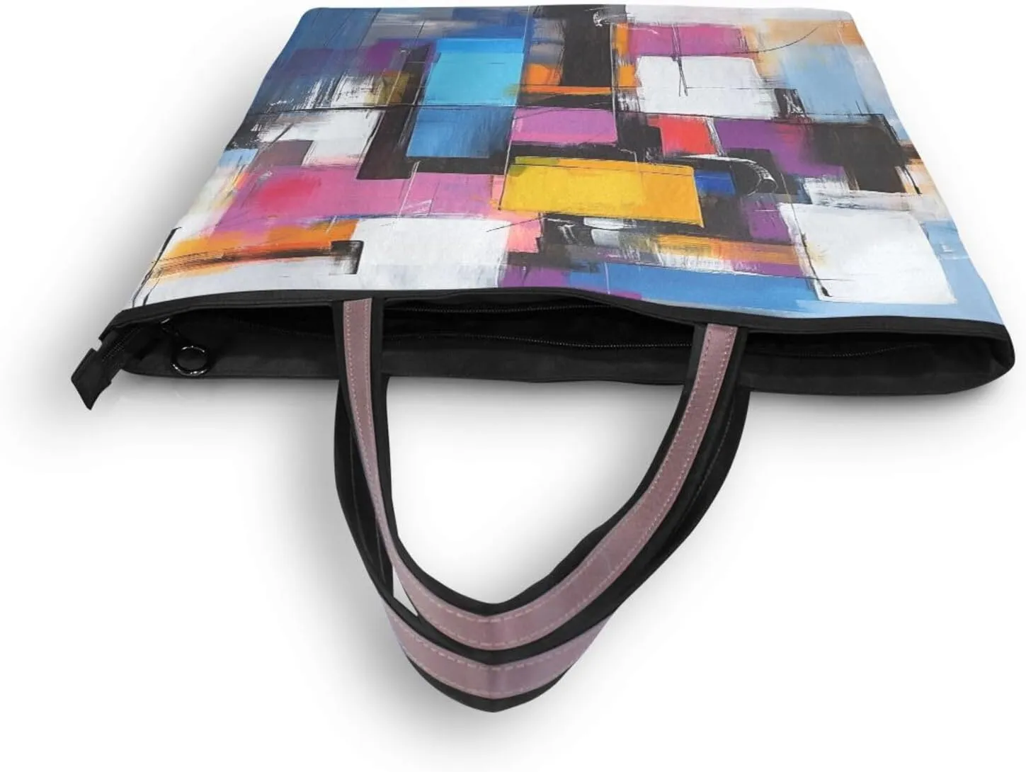JSTEL Tote Bag for Women with Zipper,Polyester Tote Purse Holiday Tote Bag Work Handbag Women Gift