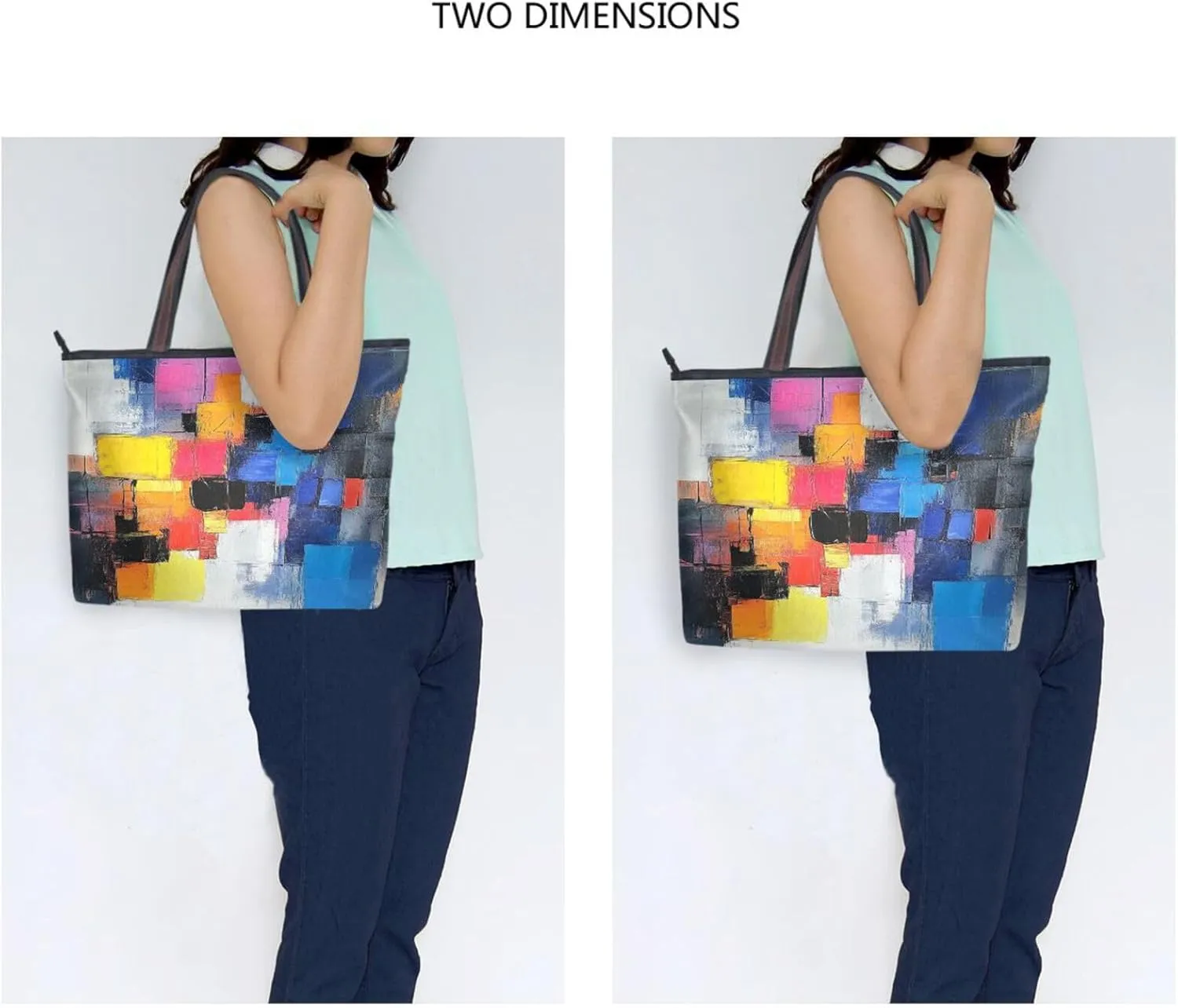 JSTEL Tote Bag for Women with Zipper,Polyester Tote Purse Holiday Tote Bag Work Handbag Women Gift