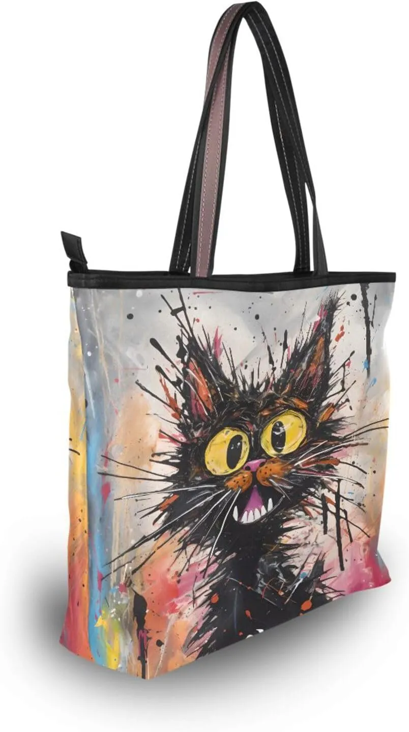 JSTEL Tote Bag for Women with Zipper,Polyester Tote Purse Holiday Tote Bag Work Handbag Women Gift