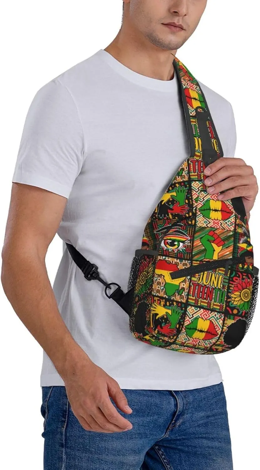 Juneteenth Breaking Every Chain Since 1865 Crossbody Bag Adjustable Sling Bag Chest Bags Travel Shoulder Backpack