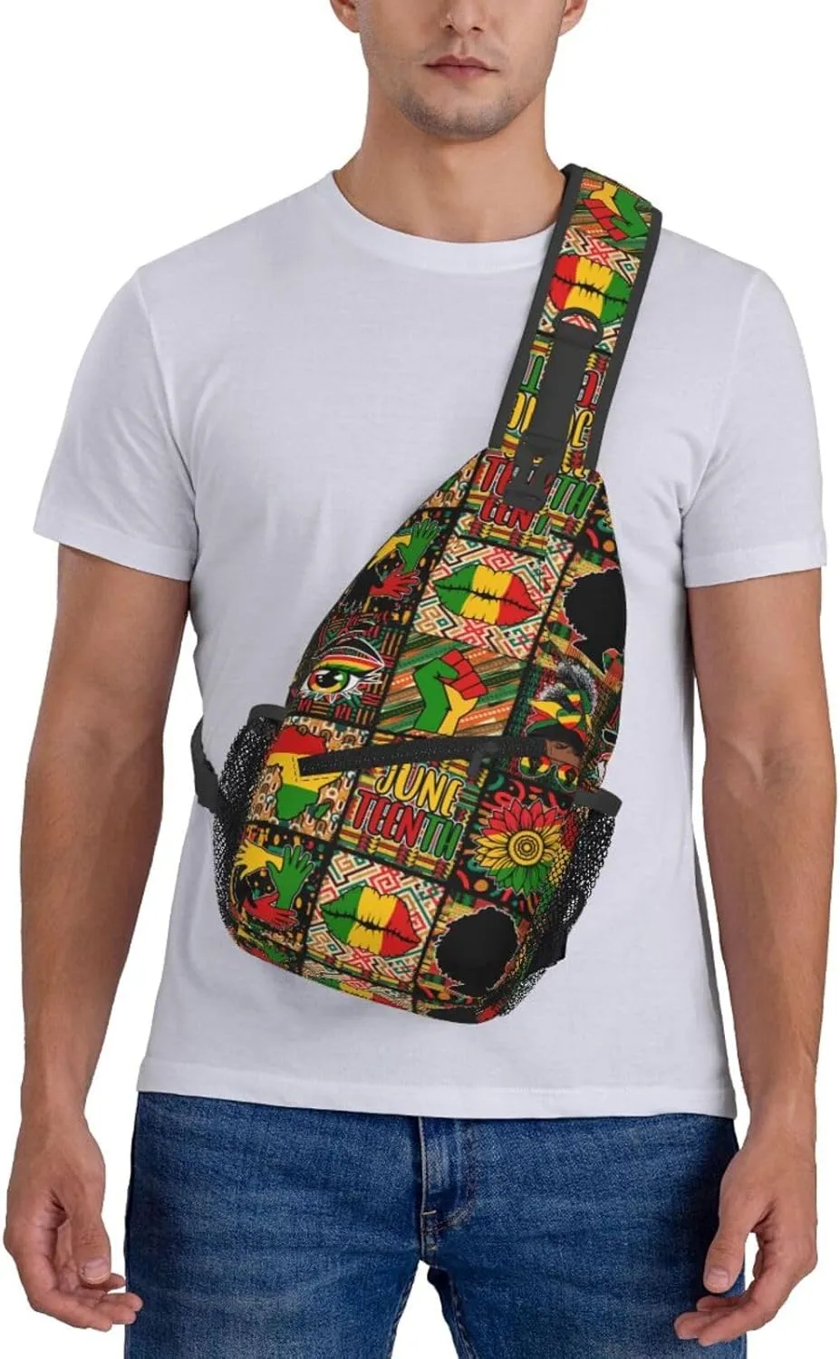 Juneteenth Breaking Every Chain Since 1865 Crossbody Bag Adjustable Sling Bag Chest Bags Travel Shoulder Backpack