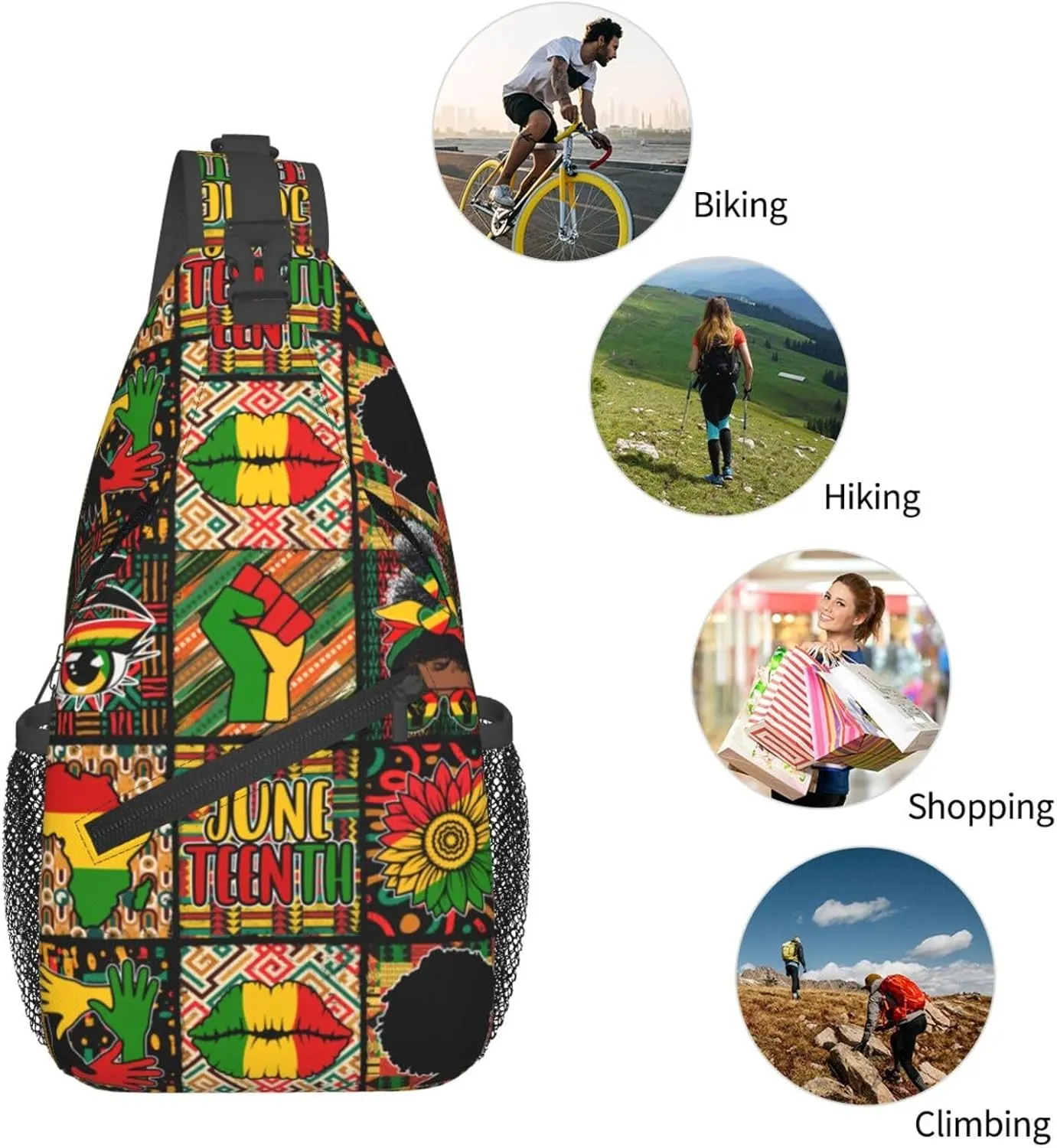 Juneteenth Breaking Every Chain Since 1865 Crossbody Bag Adjustable Sling Bag Chest Bags Travel Shoulder Backpack