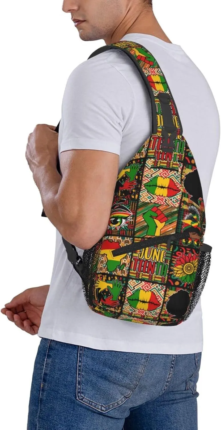 Juneteenth Breaking Every Chain Since 1865 Crossbody Bag Adjustable Sling Bag Chest Bags Travel Shoulder Backpack
