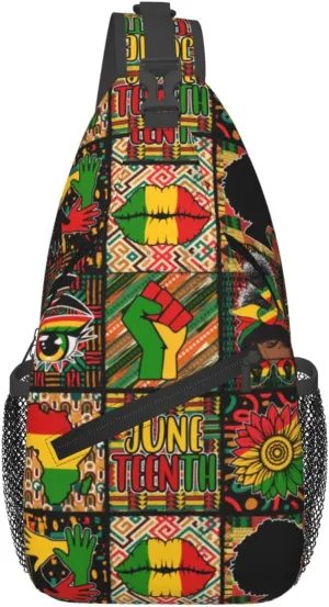Juneteenth Breaking Every Chain Since 1865 Crossbody Bag Adjustable Sling Bag Chest Bags Travel Shoulder Backpack