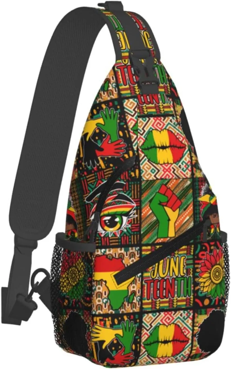 Juneteenth Breaking Every Chain Since 1865 Crossbody Bag Adjustable Sling Bag Chest Bags Travel Shoulder Backpack