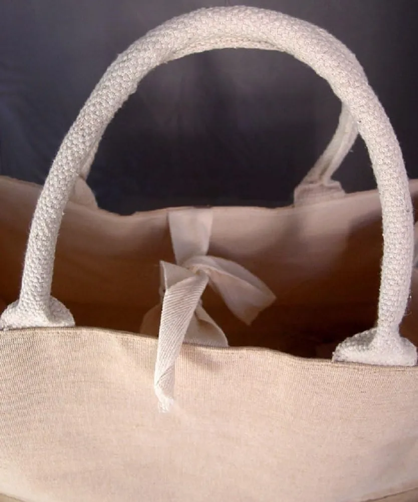Jute Burlap Tote Bags Cotton Handles Heavy Duty Shopping, Weekender, Work (Pack of 3) (Natural)