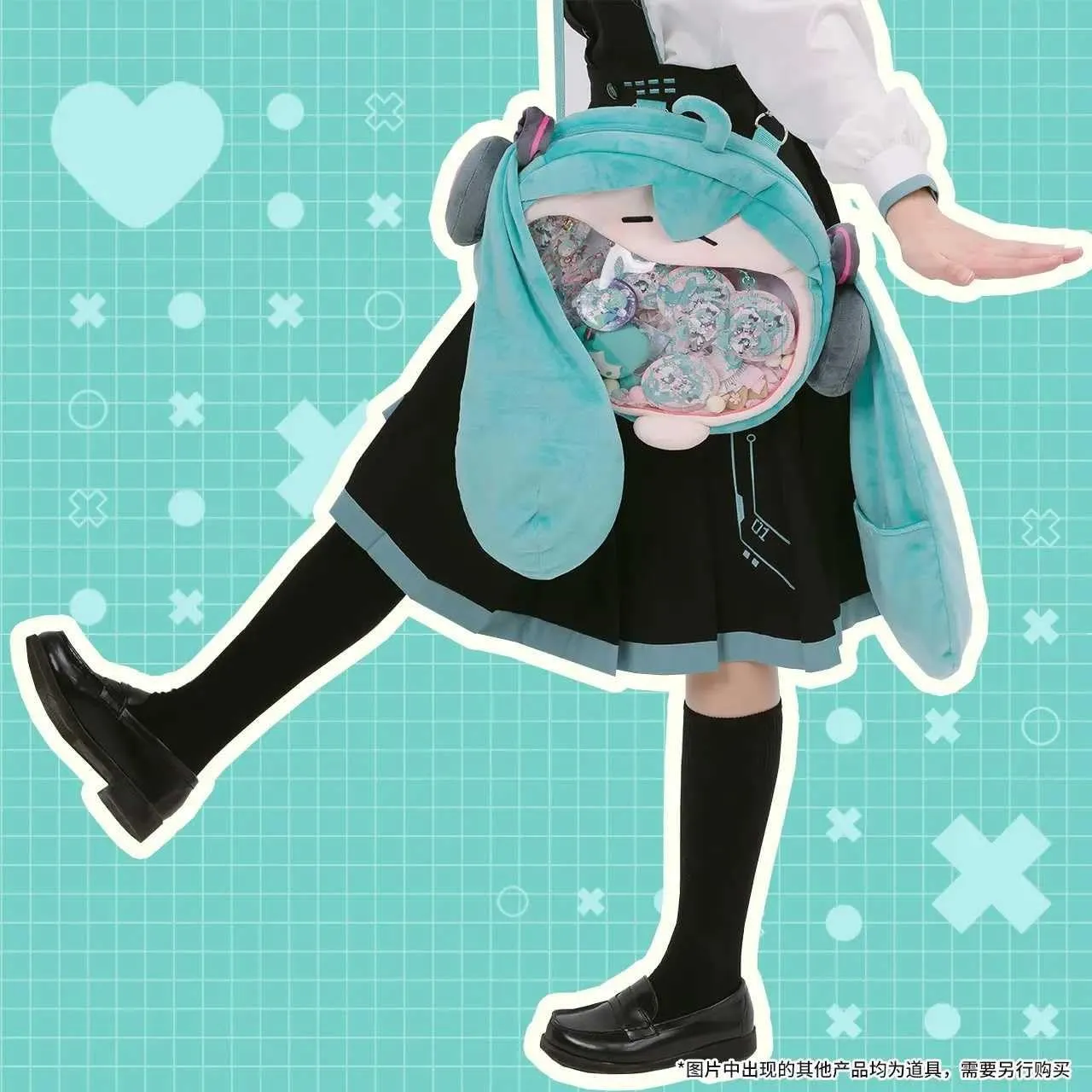 Kawaii Backpack with Kawaii Pin and Accessories, Comic-Con y2k Shoulder Bag Daypack cute Backpack Grunge Itabag Purse (Green)