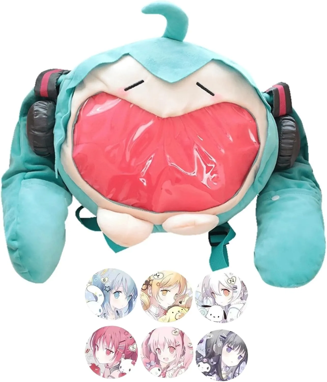 Kawaii Backpack with Kawaii Pin and Accessories, Comic-Con y2k Shoulder Bag Daypack cute Backpack Grunge Itabag Purse (Green)