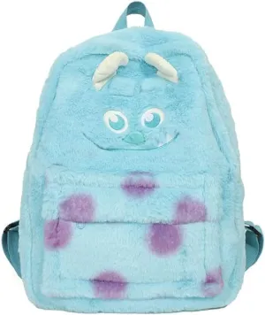 Kawaii Fuzzy Backpack Daypack, Cute Y2K Fluffy Animals Design Chic Cartoon Furry Daypack Bookbag Daily Use Shoulder Bag (blue)