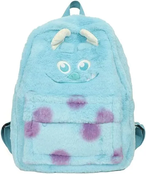 Kawaii Fuzzy Backpack Daypack, Cute Y2K Fluffy Animals Design Chic Cartoon Furry Daypack Bookbag Daily Use Shoulder Bag (blue)
