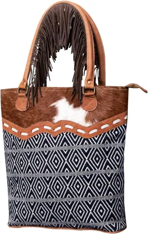 KB469 TOTE Upcycled Wool Upcycled Canvas Hair-on Genuine Leather women bag western handbag purse