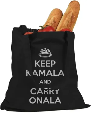 Keep Kamala and Carry Onala Election 2024 Kamala Harris Walz Cotton Canvas Tote Bag
