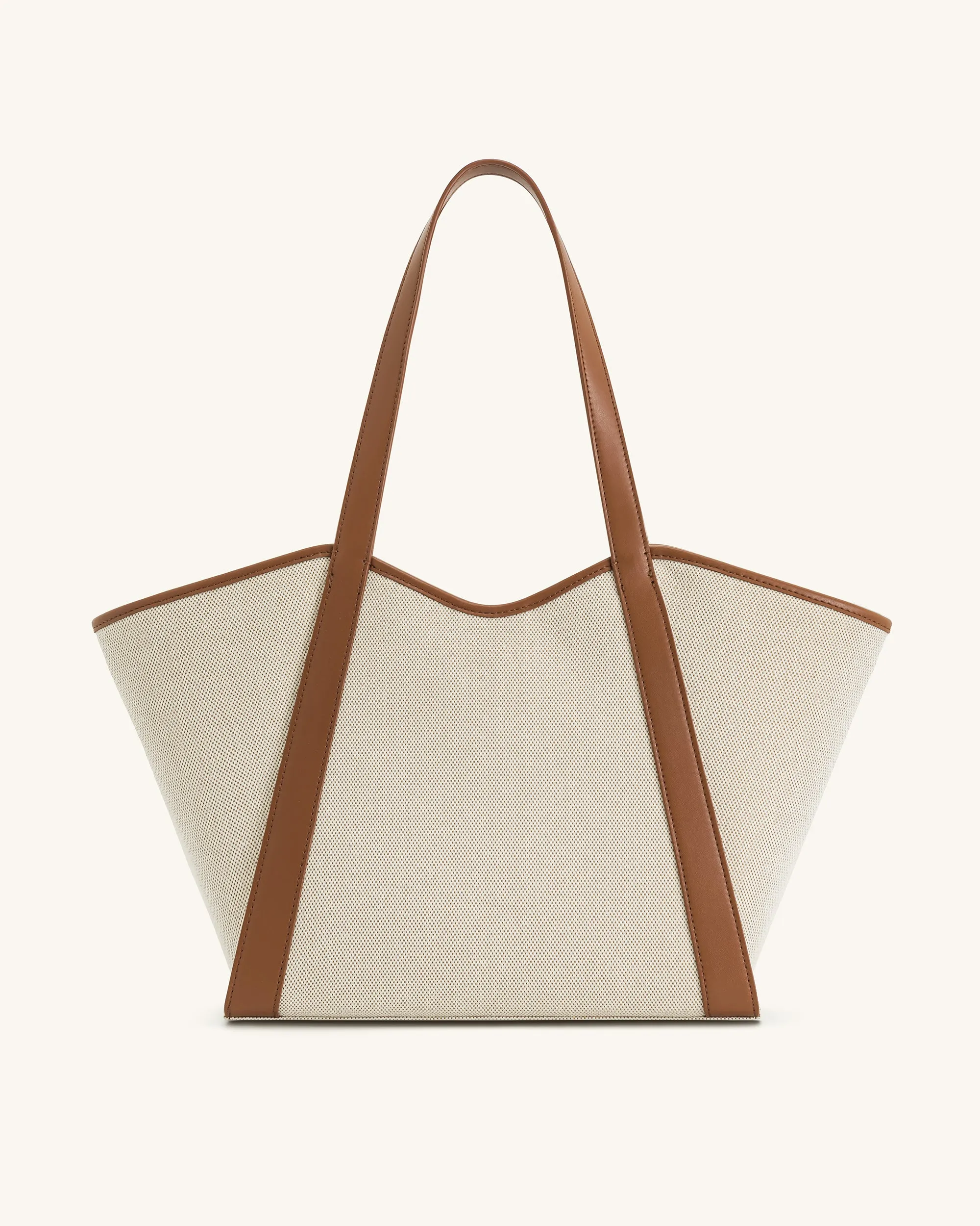 Kiana Large Capacity Tote Bag - Brown Canvas