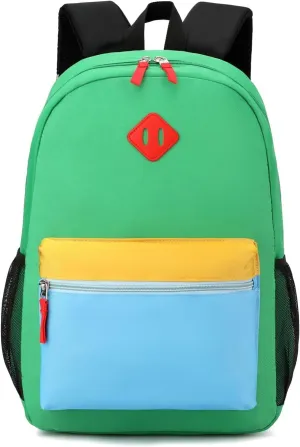 Kids Backpack Elementary School Backpacks 5-9 Years for Boys and Girls with Chest Buckle (Green Blue, Large-17 H)